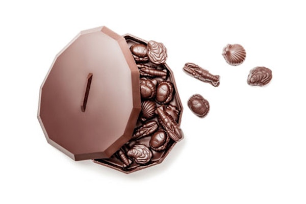 The Candy-Box Egg by Alain Ducasse Something a bit different, this easy to transport egg is flat like a box with an assortment of delicious chocolatey treats hidden away inside. €65