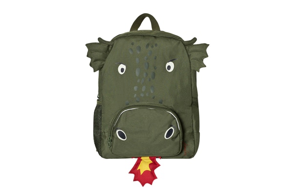 Green Dragon Backpack Got to love Joules for their quirky kids kit like this fire-breathing dragon backpack that has pop-out ears and flames. One of many bags to ogle.
