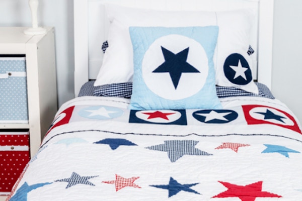 Star Quilt This crisp looking quilt made from 100% cotton is the perfect way to add colour into a bedroom. Kids love it too. £129