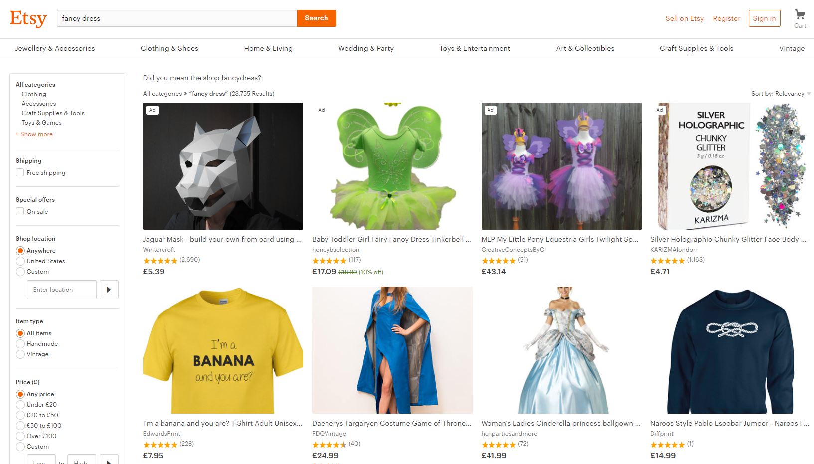 fancy dress sites