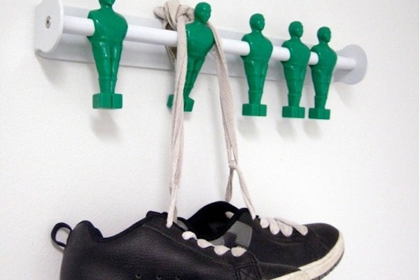 Five A Side Football Coat Hooks Goal! We can’t decide if this wall-mounted coat hanger made out of football team players is for boys or men. Just brill for both.