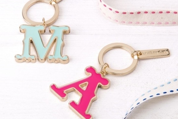 A-Z Monogram Key Ring Of course they’re bestsellers… There’s something utterly brilliant about these shiny monogram enamel key rings with gold edging.