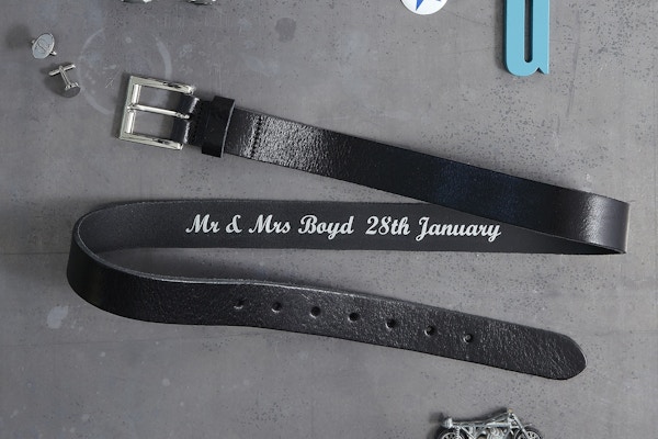 Secret Message Belt We like secrets. Do you? You can personalise this very soft leather belt with your own message. How about the date of your wedding?