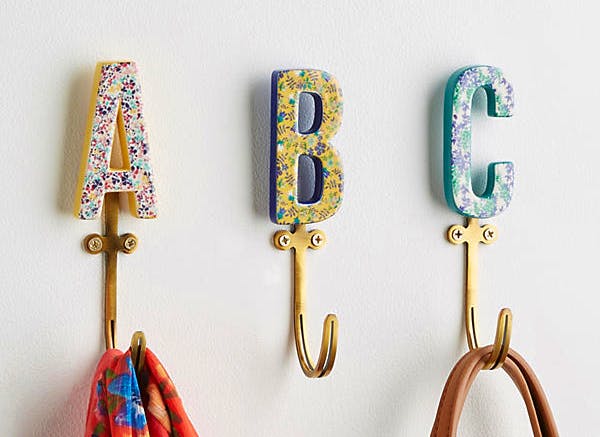 Anthropologie This year’s collaboration between Anthropologie and Liberty was mega news! For starters, we love these monogram hooks.