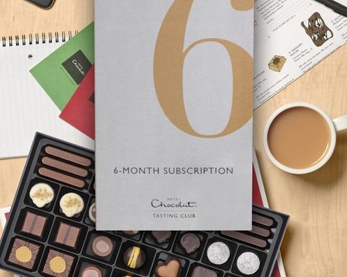 Hotel Chocolat A delicious box of chocolates (dark, milk, flavoured - name your poison) will arrive each month. Tasting Club Monthly Curated Collection, from £25.50