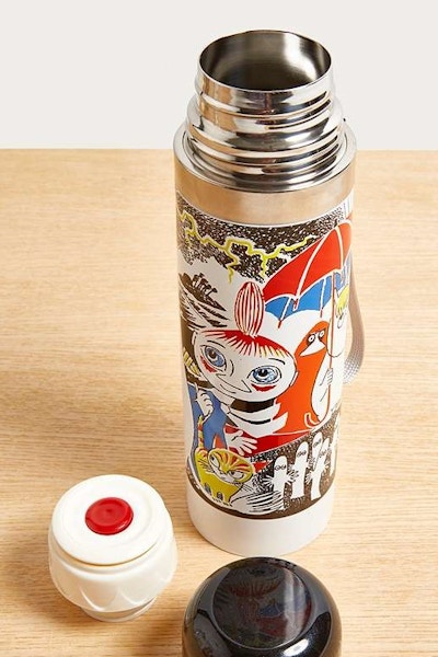 URBAN OUTFITTERS Take your home-brewed coffee with you in this stainless steel Thermos Bottle that features our favourite cult comic Moomin.