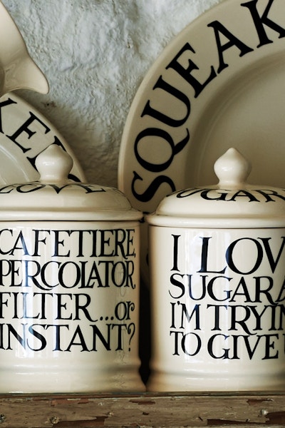 EMMA BRIDGEWATER For chunky mugs and stylish crockery, this is the site to head to. This bold pint-sized storage jar is designed for storing coffee.