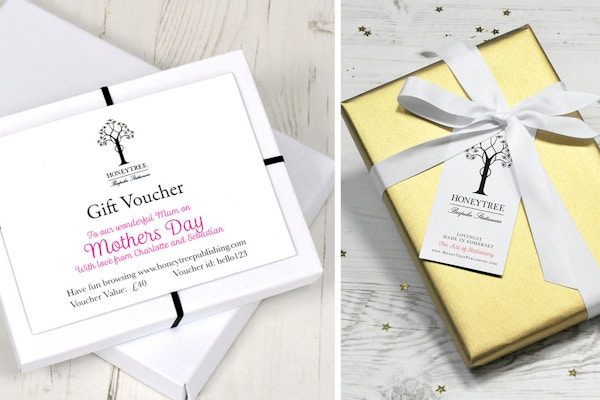 HoneyTree Gift Vouchers in a Gift box - HoneyTree gift vouchers are printed on a gilt edged card, personalised and come in a beautiful box. Enjoy 15% off all gift voucher orders over £40, quoting code GWG18.