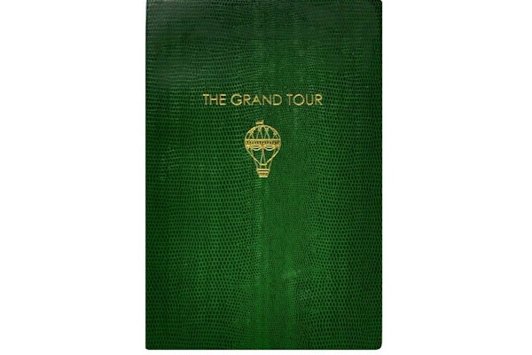 THE GRAND TOUR NOTEBOOK A smart green, lizard-skin journal that will make the perfect travel companion.