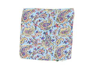 BLUE PAISLEY SILK POCKET SQUARE