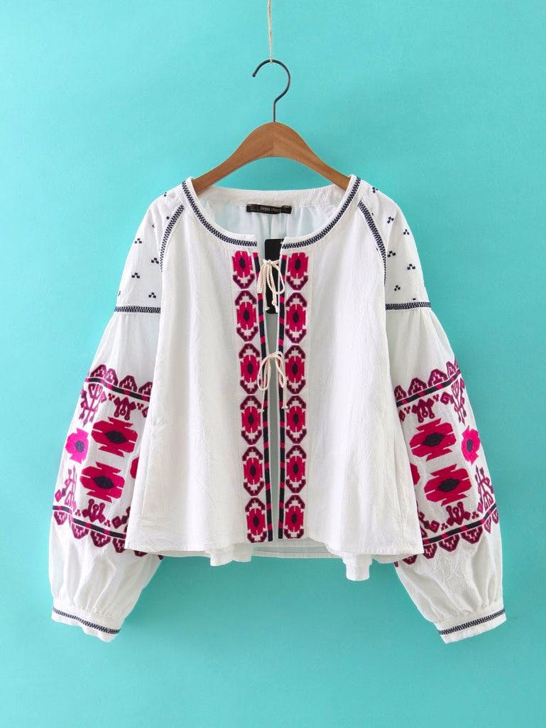 Pink and White Embroidered Cotton Jacket, £48 