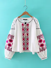 Pink and White Embroidered Cotton Jacket, £48