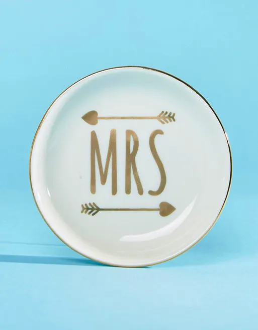 ASOS This fun Sass & Belle MRS Wedding trinket dish will remind the bride of her happy day. Useful for earrings and precious what-nots.
