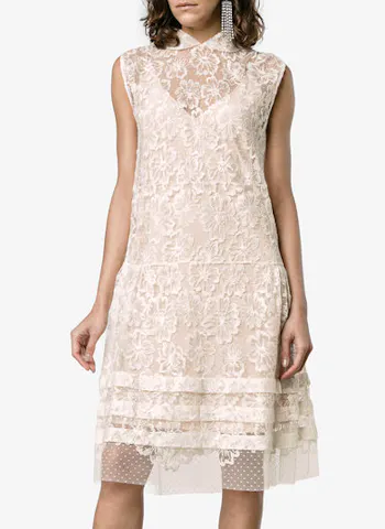 Sleeveless Lace Midi Dress by Miu Miu