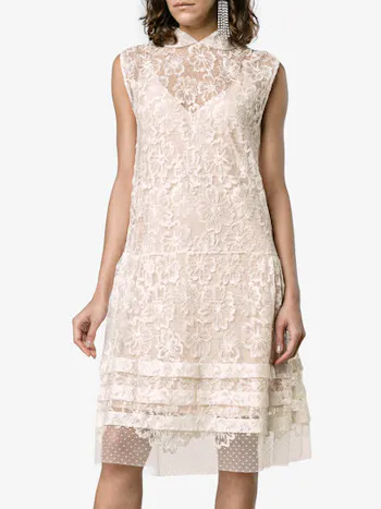 Sleeveless Lace Midi Dress by Miu Miu