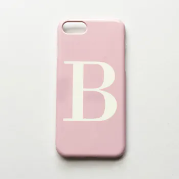 Soft pink and white alphabet phone case