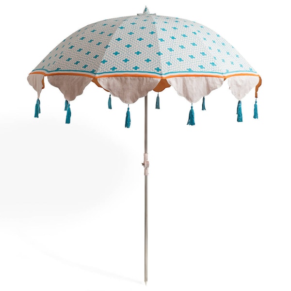 Block printed parasol East London Parasol Company, £295