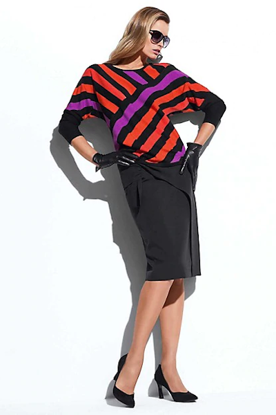 Brightly Coloured Striped Jumper Give the 80s a nod with this flattering, kimono-shaped knit.