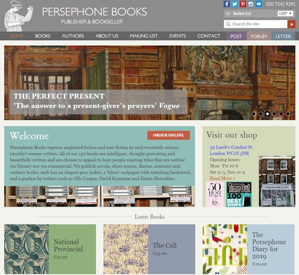 Best sites for gift vouchers & subscriptions - Persephone Books