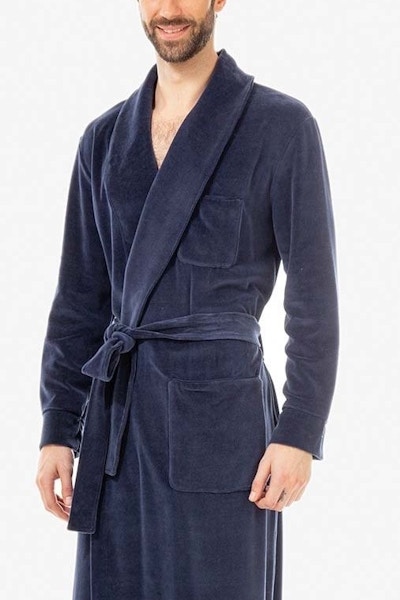 Men's Luxurious Cotton Mix Velour Robe Don’t keep Pink Camellia all to yourself. Why not treat the man in your life to a smart new dressing gown this winter? It will last him for years.