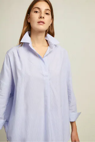 Rhodes Poplin Double Stripe Popover Shirt