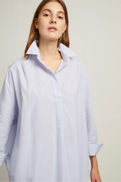 Rhodes Poplin Double Stripe Popover Shirt £50, French Connection