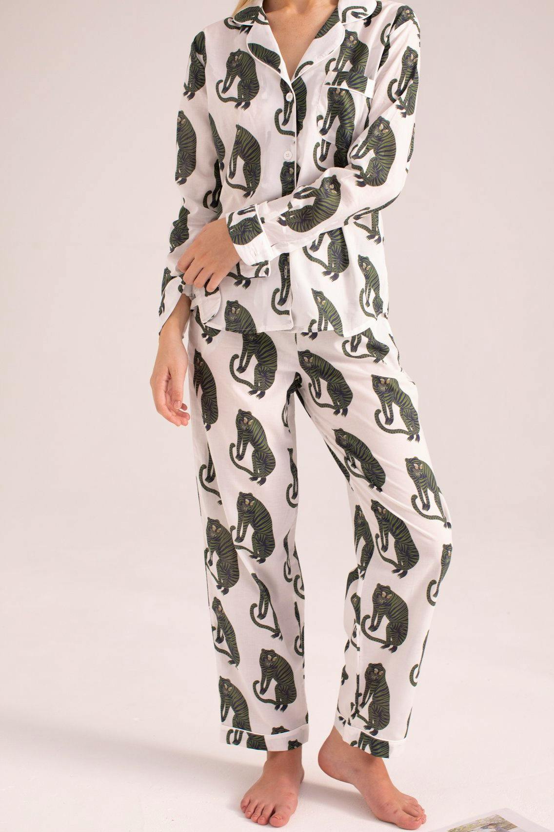 Sansindo Tiger Print Pyjama Set £150, Desmond & Dempsey