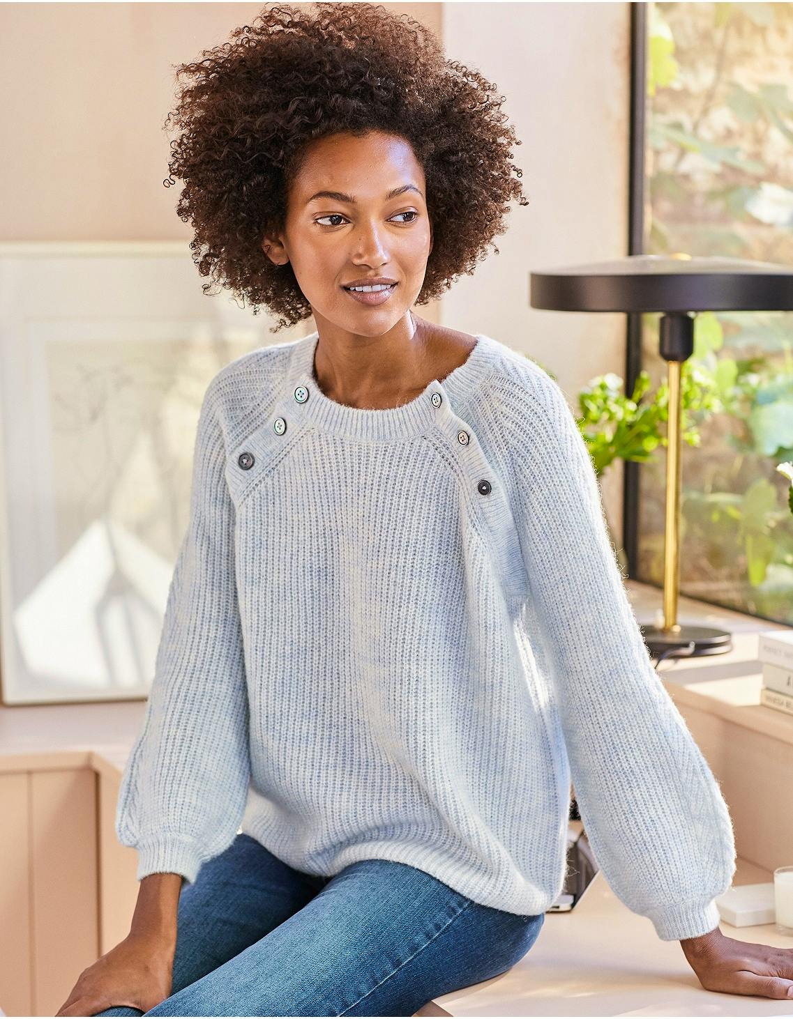 Button Shoulder Jumper With Alpaca £119, The White Company