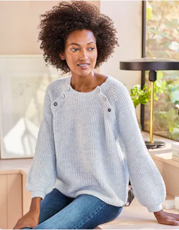 Button Shoulder Jumper With Alpaca