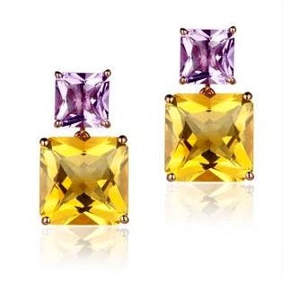 Xtra Star Mystique Citrine & Amethyst Earrings £425, Cotton & Gems
