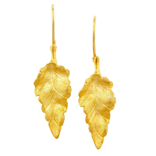 London Road 9ct Yellow Gold Leaf Earrings £250, John Lewis