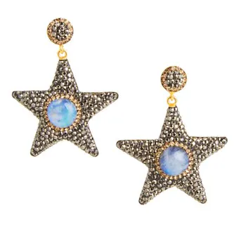 Moonstone Star Earrings