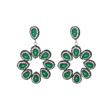 Green Halo Earrings