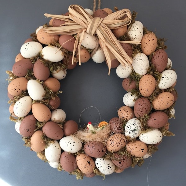 Easter Egg Wreath With Raffia Bow And Bird Nest £19.70, Etsy