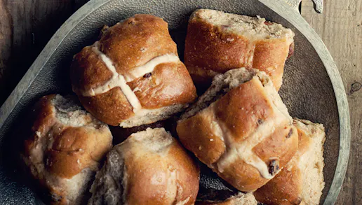 Hot Cross Bun & Easter Egg Bread & Butter Pudding