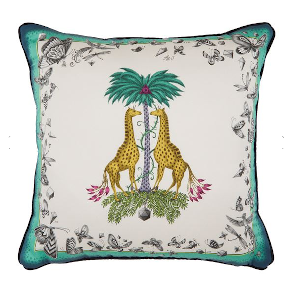 Emma J Shipley, Giraffe Cushion, £95 – Harrods Emma J Shipley has become renowned for creating stunning silk cushions with beautiful, intricate designs like these giraffe ones.