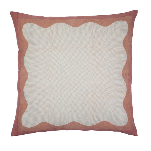 Mulaayam Wave Print Cushion – £45 – Birdie Fortescue These beautiful ric rac cushions are made from natural linen and the scallop shape is hand embroidered.