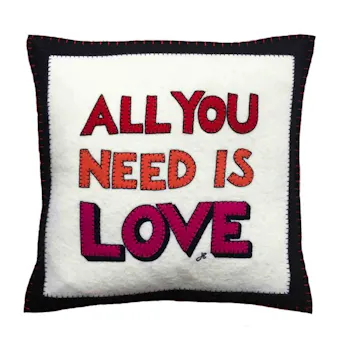 All You Need Is Love cushion, £95 – Jan Constantine