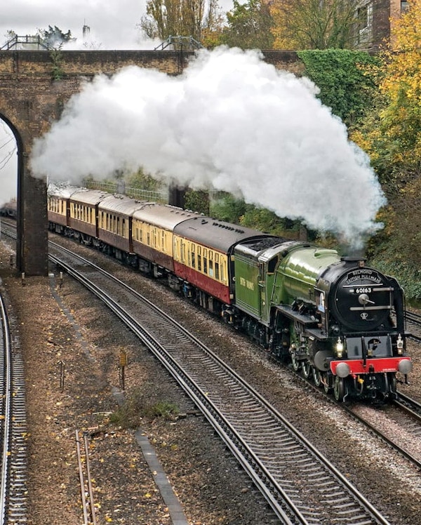 Belmond British Pullman Steam Train On Tracks