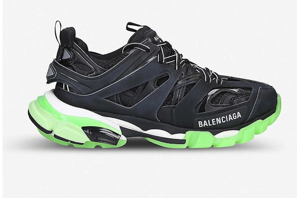 Balenciaga Track Glow In The Dark Trainers, £650, Selfridges These chunky-soled numbers are without a doubt the marmite of trainers, but we rather love them. Worn with cropped, slim fit trousers or a long dress, they look ridiculously cool.