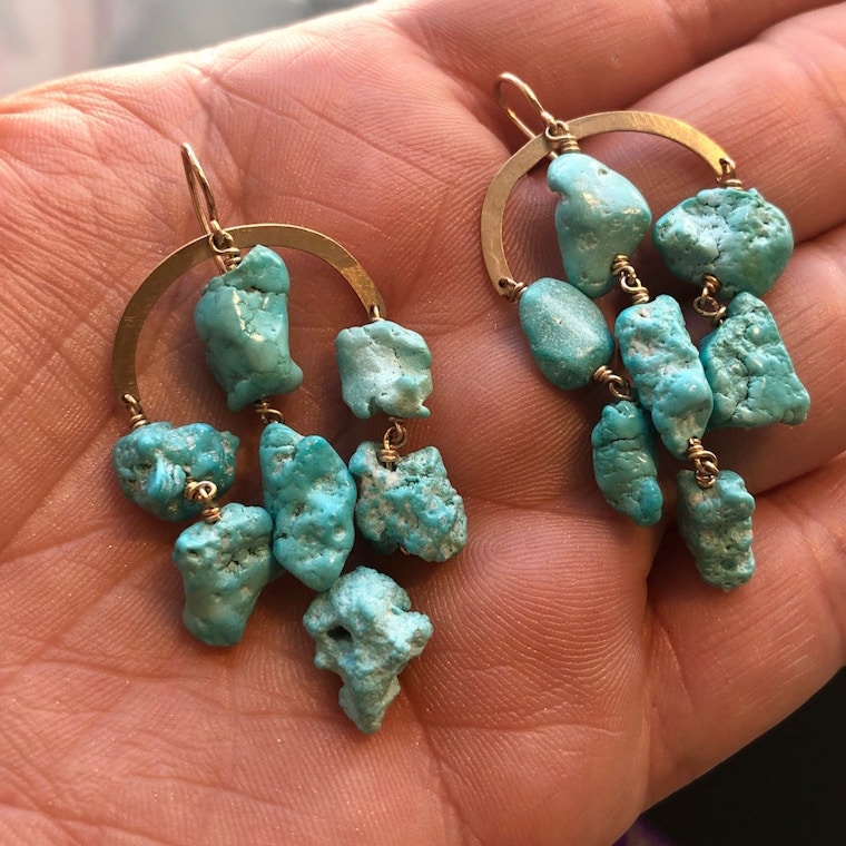 Claire Van Holthe Turquoise Greek Goddess Earrings