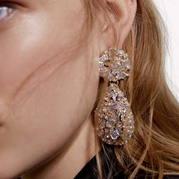 Zara Rhinestone Teardrop Earrings, £15.99