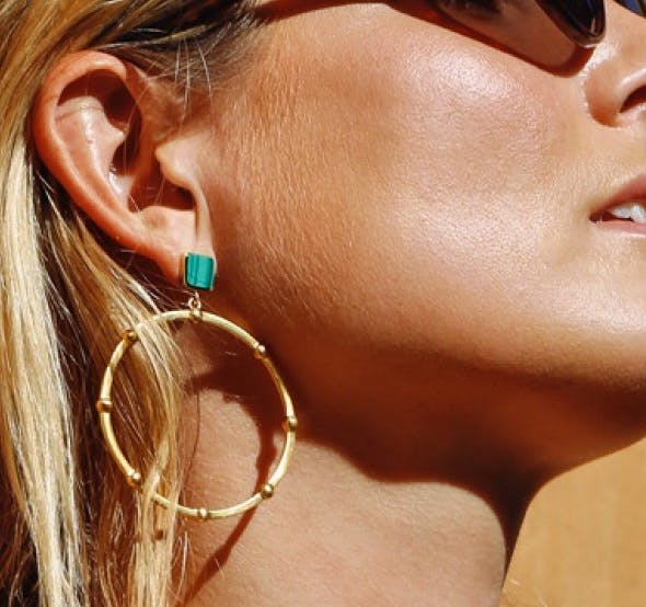 Missoma Lucy Williams for Missoma, Malachite Gold Hoops, £149