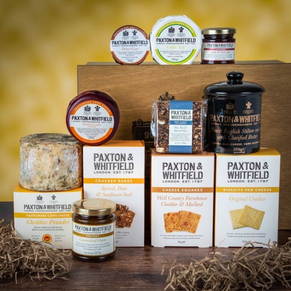 The Piccadilly Hamper, Paxton and Whitfield, £100 The ideal gift for cheese lovers, Paxton and Whitfield’s Piccadilly Hamper is replete with all its bestsellers – Stilton, Dorset Goat, Cheddar – plus all the accoutrements for a properly cheesy Christmas.