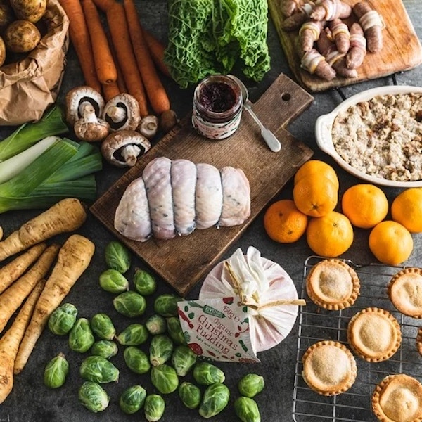 Small Christmas Dinner Box, Riverford, £69.95 Less about the extras, more about the essentials, this clever little box full of delicious organic things saves you braving the crowds and delivers everything you need for the big day, trimmings and all.