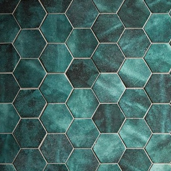 Fired Earth Nebula Green Hexagon Tiles, £9.60 each