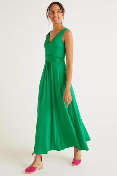 Sienna Jersey Maxi Dress, Rich Emerald, £90 This maxi dress makes us ache for summer evenings sipping rosé al fresco. We love the colour and the soft a jersey fabric.