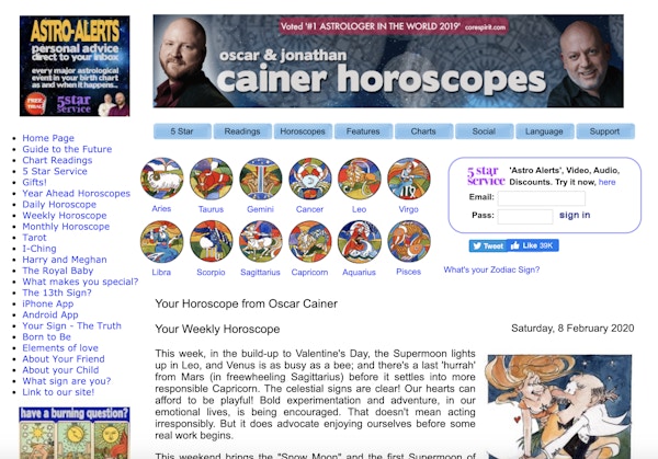 Oscar And Jonathan Cainer Horoscopes
