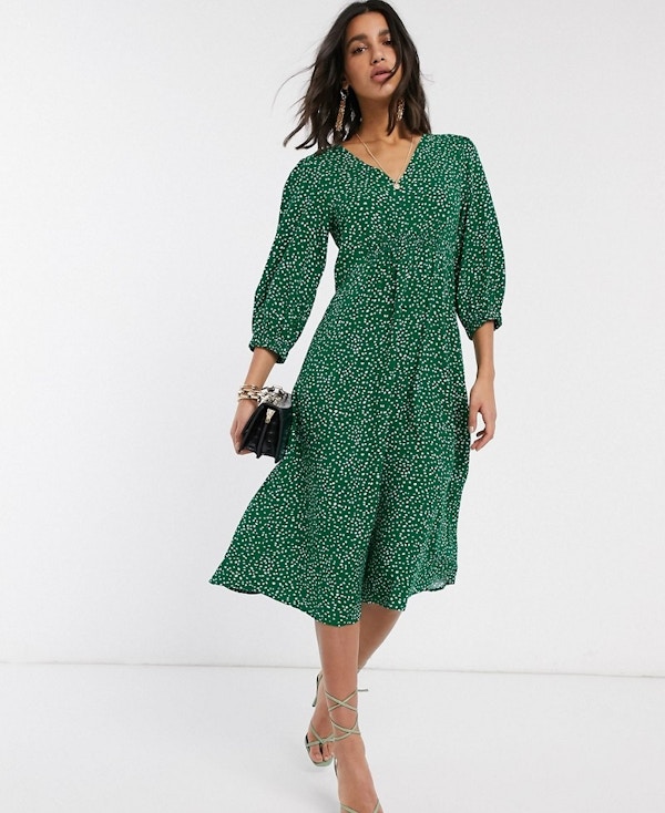 ASOS - Y.A.S Midi Dress With V Neck In Spot Print