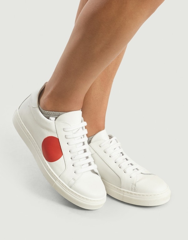 White And Red Polka Dot Trainers